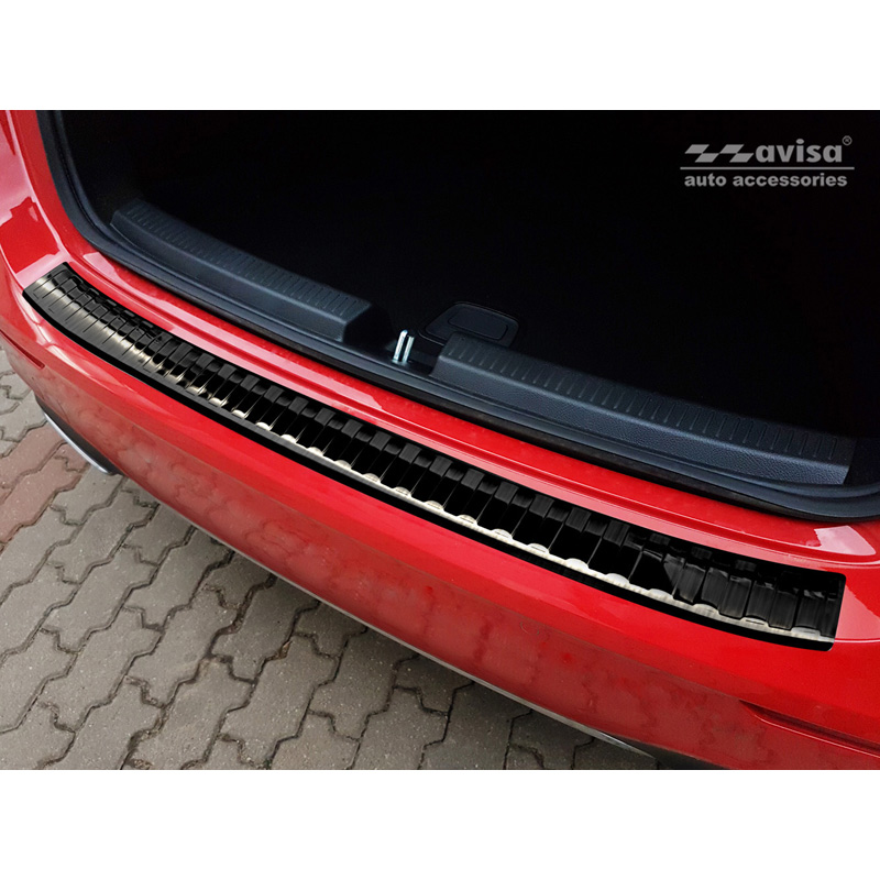 Black Stainless Steel Rear bumper protector  Mercedes A-Class W177 HB 2018- incl. AMG & EQ 'Ribs'