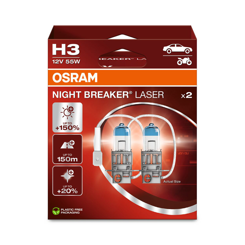 Osram Night Breaker Laser Halogen bulbs - H3 - 12V/55W - set of 2 pieces