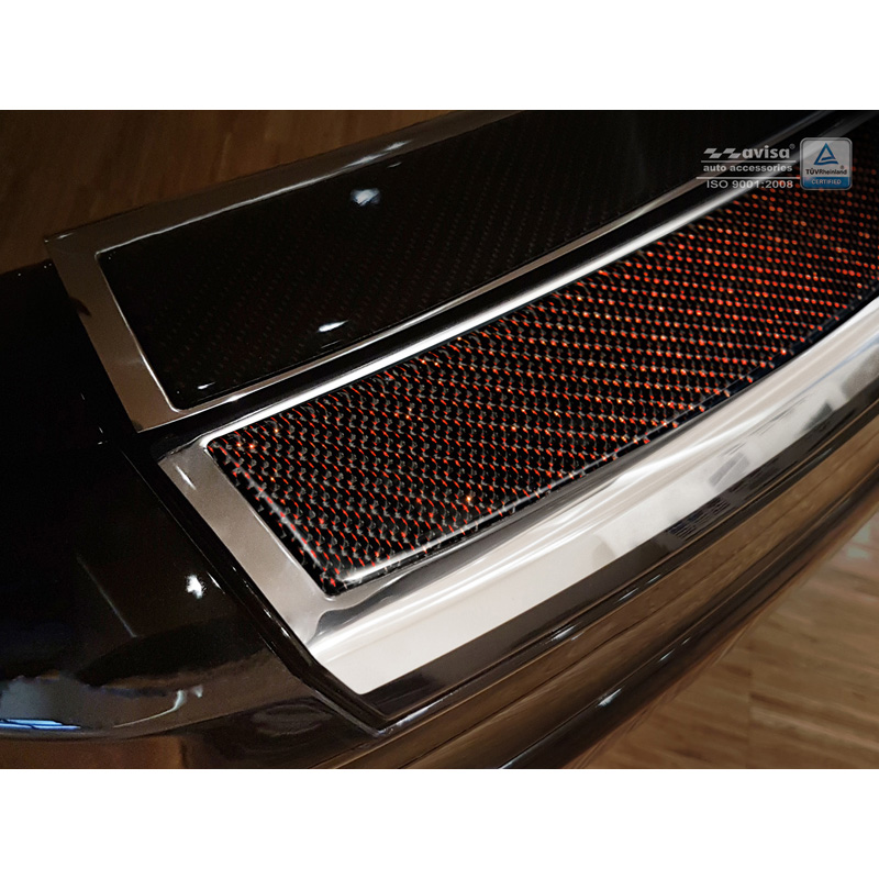 RVS Achterbumperprotector 'Deluxe'  Volvo XC60 2013-2016 Chroom/Rood-Zwart Carbon