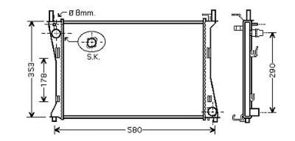 Radiator FIESTA 04->> 500x358 2.0I-16V +/-AC