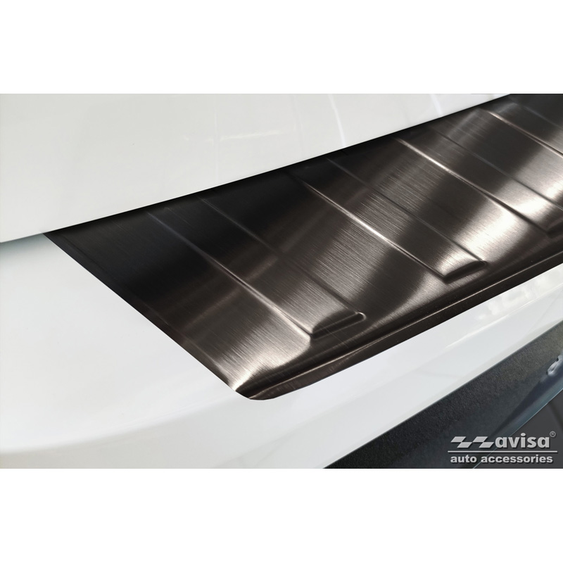 Black Stainless Steel Rear bumper protector  Opel Mokka II 2020- 'Ribs' (2-pieces)