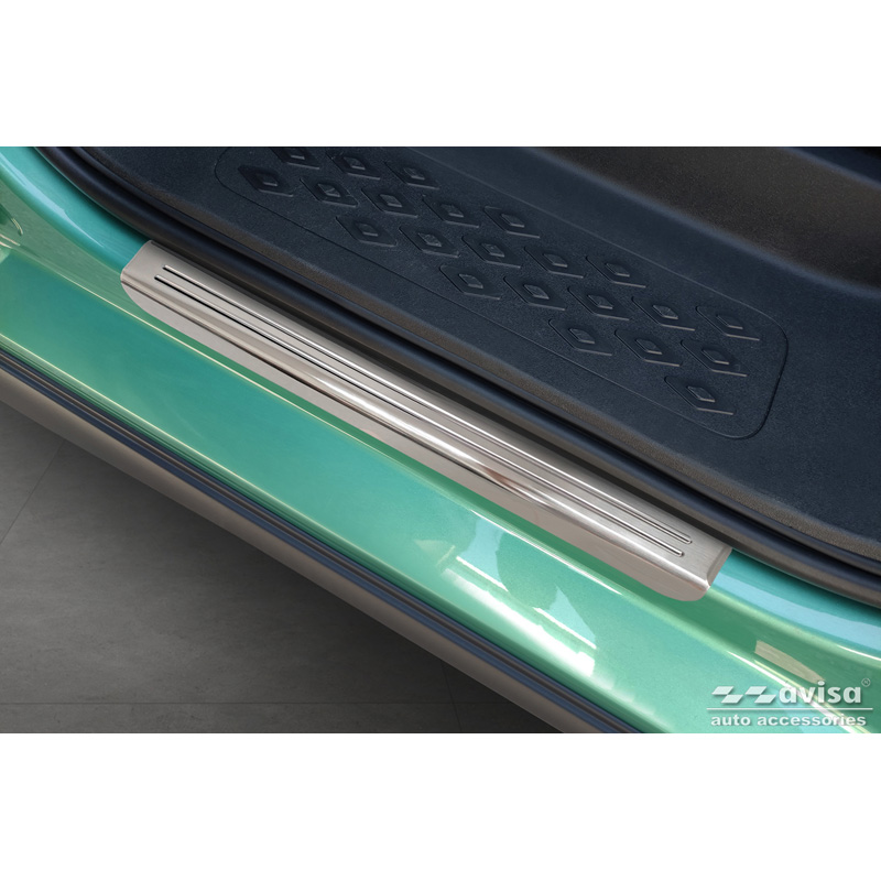 Inox door sill protectors  Volkswagen ID.Buzz 2022- - 'Lines' - 2-pieces