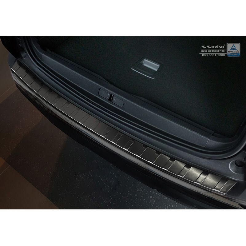 Black Stainless Steel Rear bumper protector  Peugeot 3008 II 2016- 'Ribs'