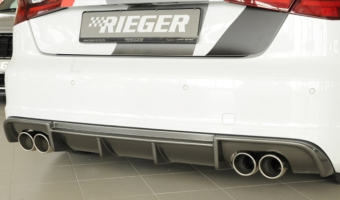 Achterbumper Diffusor Audi A3 8V 12-16 3deurs/Sportback Rieger Carbon-look