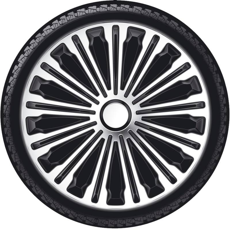 4-Delige Wieldoppenset Volante 14-inch zilver/zwart