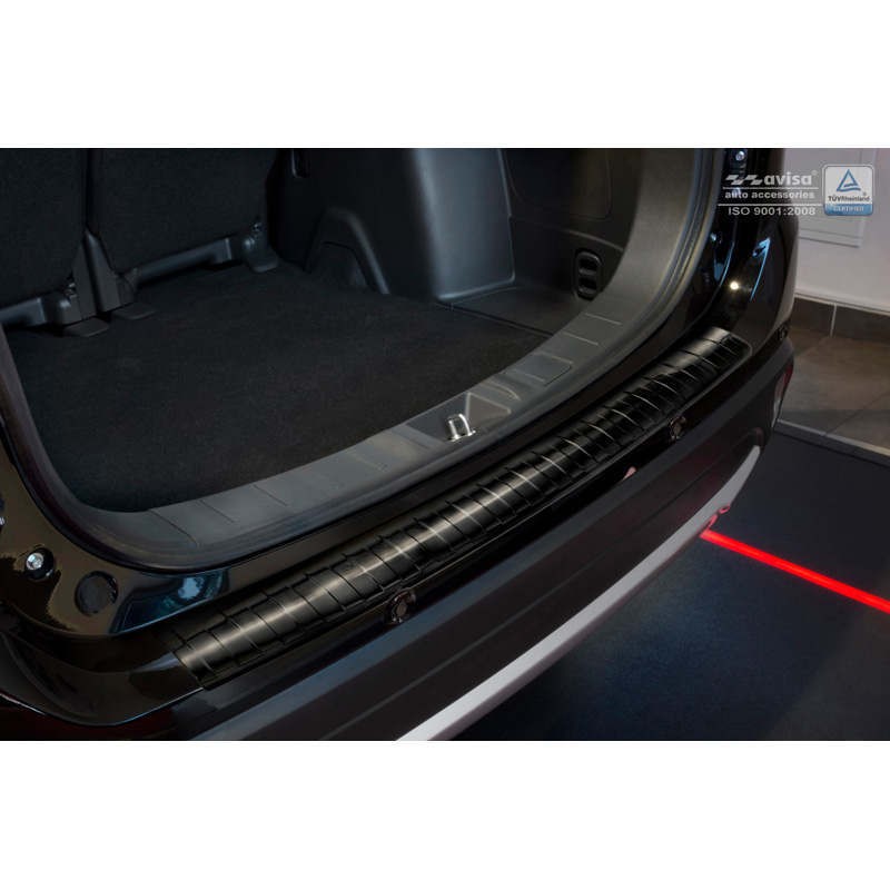 Black Stainless Steel Rear bumper protector  Mitsubishi Outlander III Facelift 2015- 'Ribs'