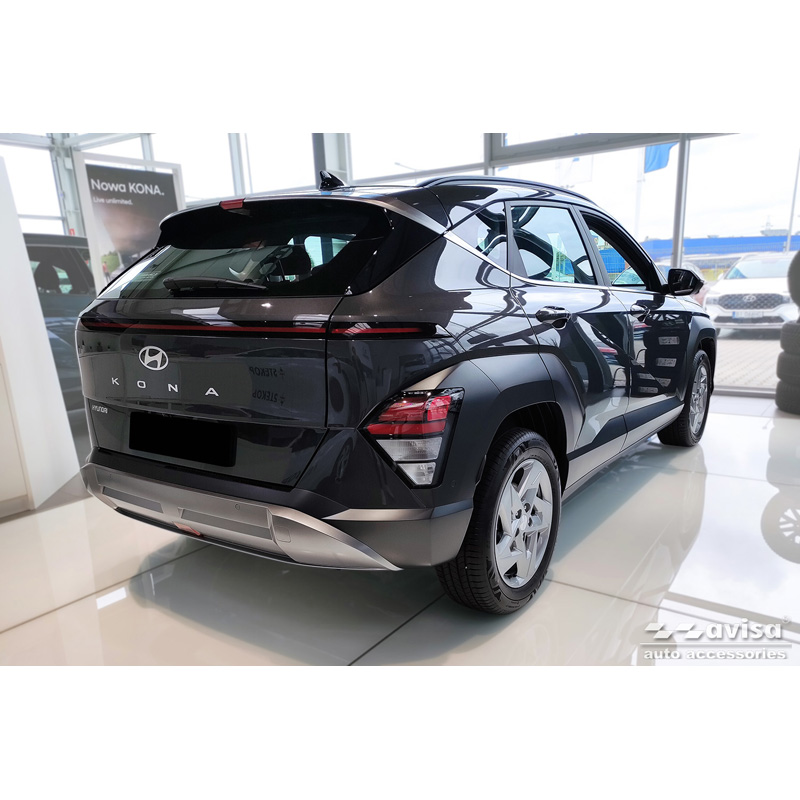 Black Stainless Steel Rear bumper protector  Hyundai Kona II (SX2) excl. N-Line 2023-