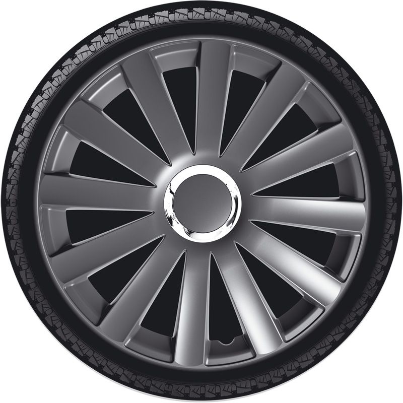 4-Delige Wieldoppenset Spyder 16-inch gun-metal + chroom ring