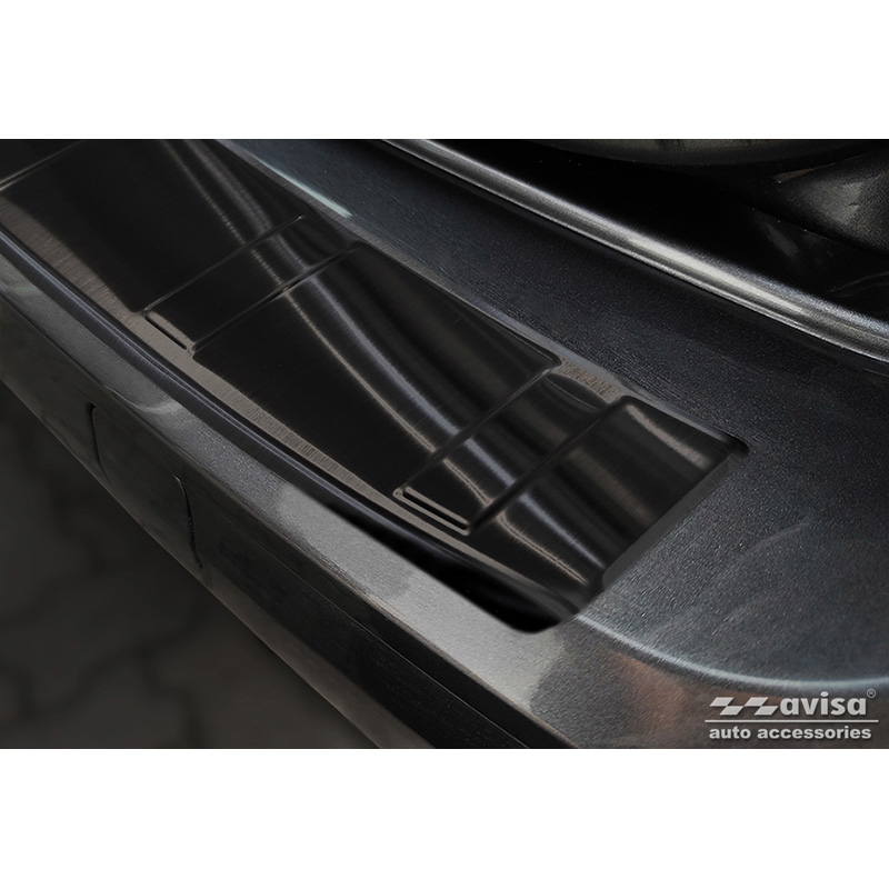 Black Stainless Steel Rear bumper protector  Volkswagen Caddy V 2020- 'Ribs'