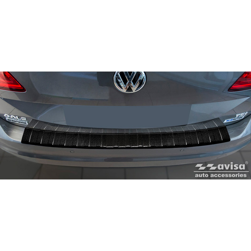 Echt 3D Carbon Achterbumperprotector  Volkswagen Golf Sportsvan 2014-2017 & FL 2017- 'Ribs'