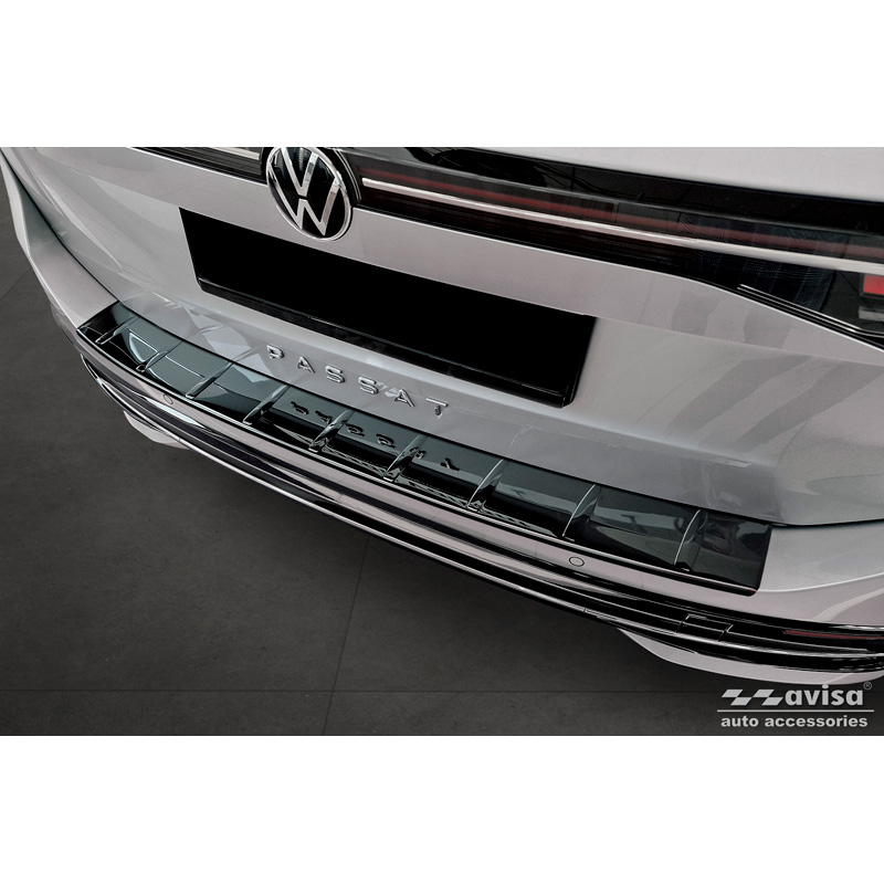 Black Mirror Stainless Steel Rear bumper protector  Volkswagen Passat Variant (CJ5) 2023- 'Ribs'