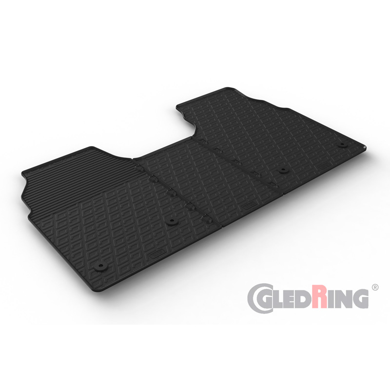 Gledring Rubber car mats set  Ford Tourneo Custom 2023- (Manual gear, seat/seat) (G profile 3-pieces + mounting clips)