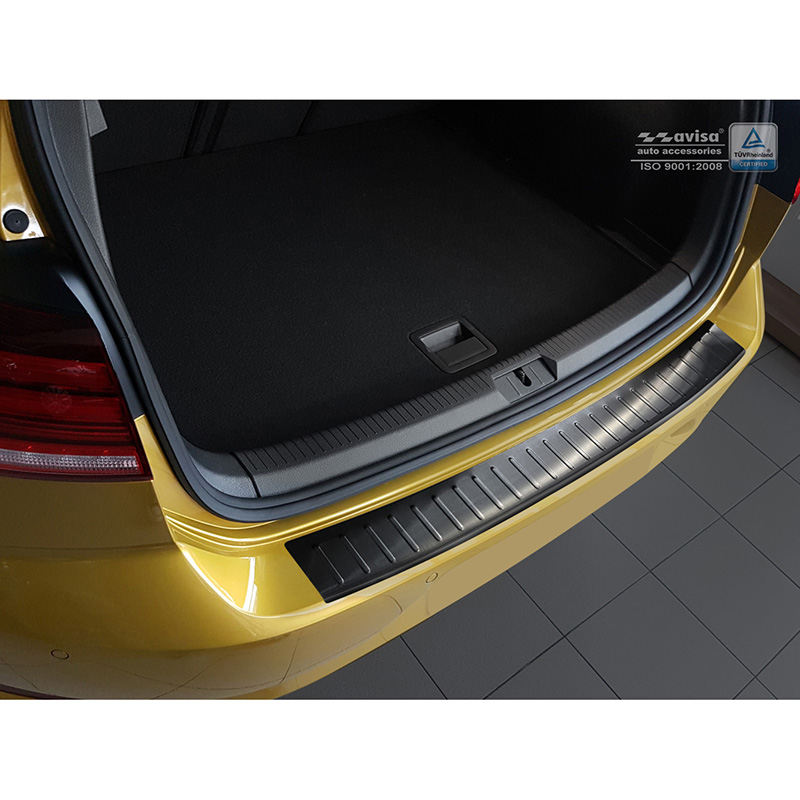 Black Stainless Steel Rear bumper protector  Volkswagen Golf VII HB 3/5-doors 2012-2017 & FL 2017-2019 'Ribs'