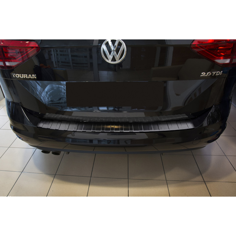 Black Stainless Steel Rear bumper protector  Volkswagen Touran III 2015- incl. R-Line 'Ribs'