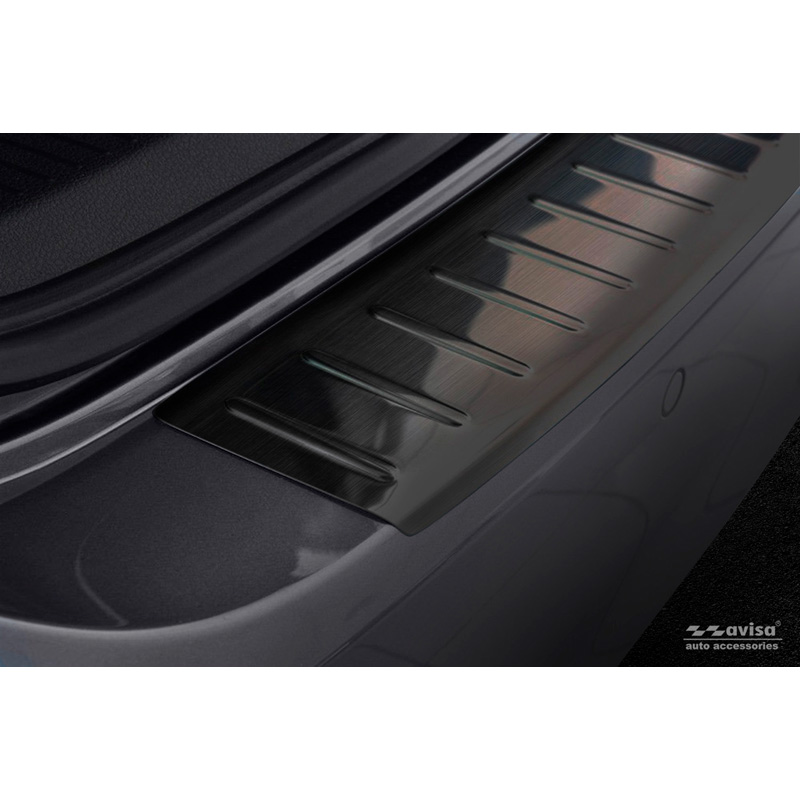 Black Stainless Steel Rear bumper protector  Volkswagen Golf VII Variant 2012-2017 'Ribs'