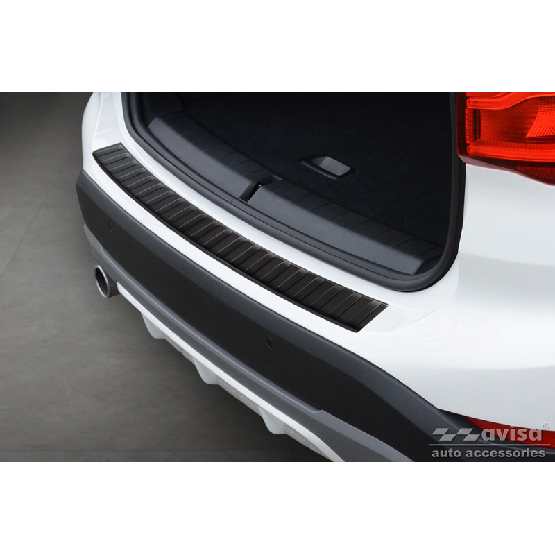 Matt Black Stainless Steel Rear bumper protector  BMW X1 (F48) 2015-2022 'Ribs'