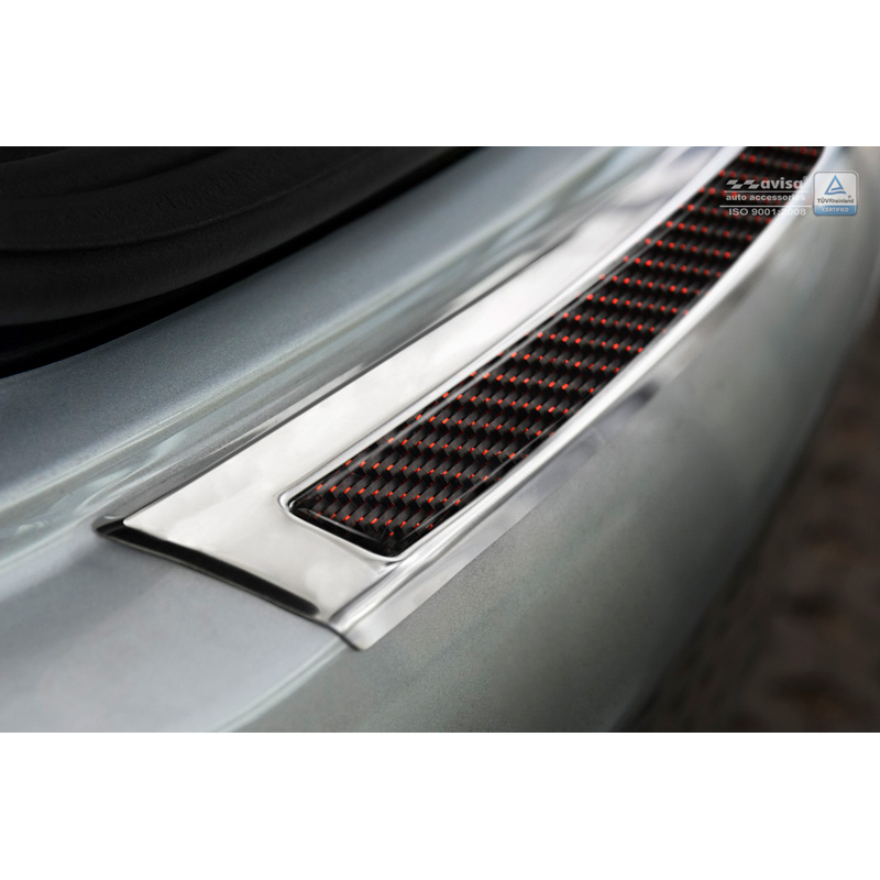 Stainless Steel Rear bumper protector 'Deluxe'  Mercedes GLE Coupé 2015- Chrome/Red-Black Carbon