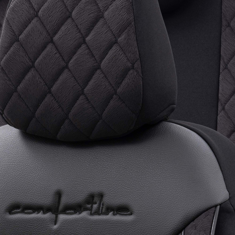 Universelle Samt/Stoff Sitzbezüge 'Comfortline VIP' Schwarz - 11-Teilig- - passend für Side-Airbags