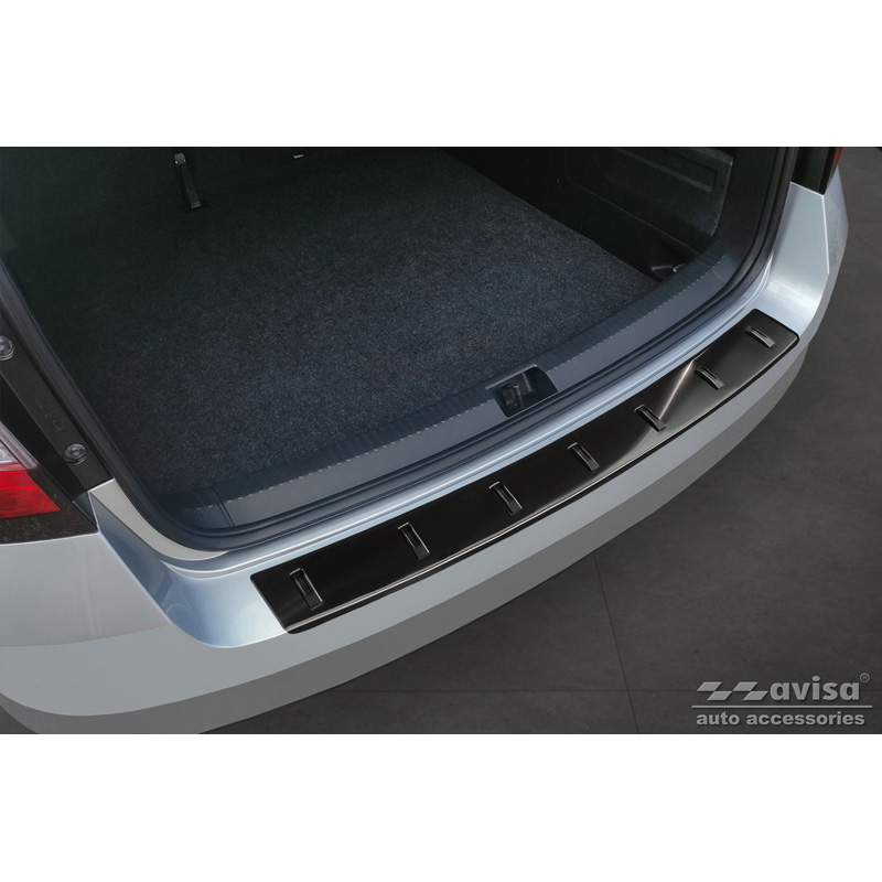 Zwart RVS Achterbumperprotector  Skoda Fabia III Combi 2014-2018 'STRONG EDITION'