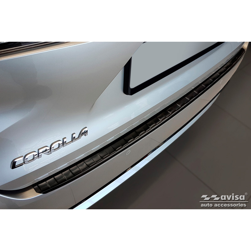 Black Stainless Steel Rear bumper protector  Toyota Corolla XII Combi 2019- (incl. GR Sport) & Suzuki Swace Combi 2020- 'Ribs'