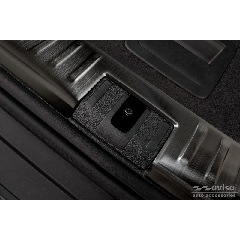 Black Stainless Steel Inner Rear bumper protector  Skoda Kodiaq 2017-2021 & Facelift 2021-2024 'Ribs'