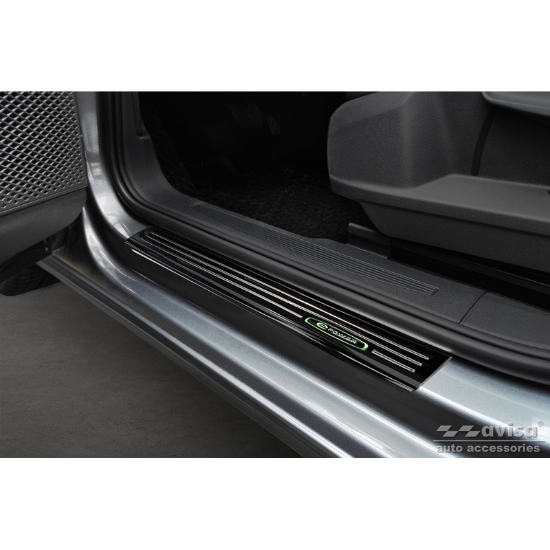 Mirror Black Inox door sill protectors  Volkswagen Caddy V 2020- 'E-Power' - 2-pieces