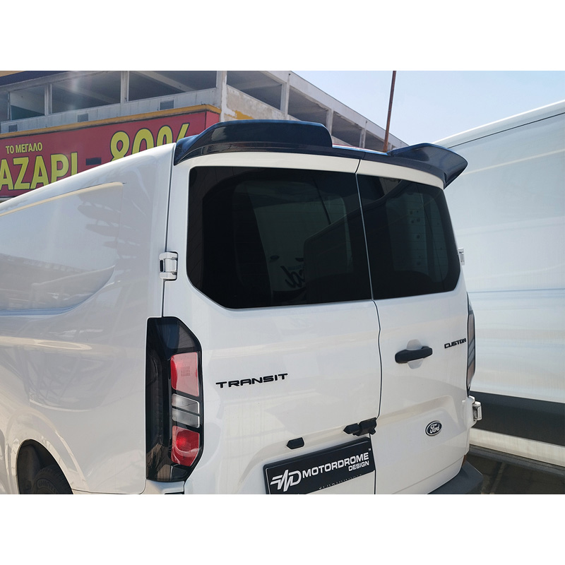 Motordrome Roof spoiler V.3  Ford Transit Custom (V710) 2023- & Volkswagen Transporter T7 2024- (with 2 barn doors) (PU)