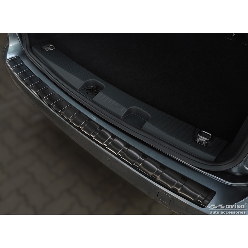 Black Stainless Steel Rear bumper protector  Volkswagen Caddy V 2020- 'Ribs'