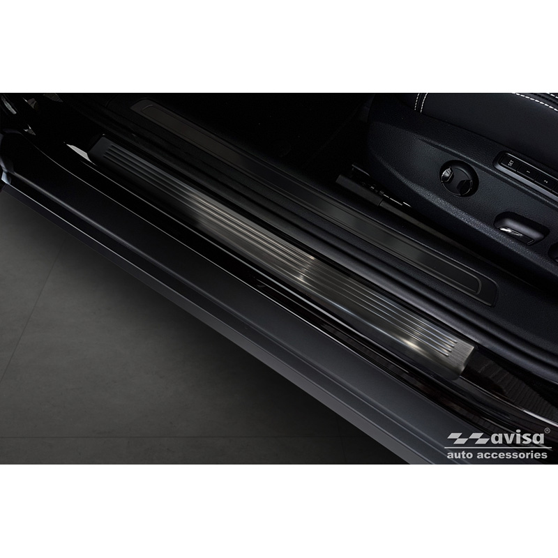 Black Inox door sill protectors  Volkswagen Passat 3G Sedan/Variant 2014-2023 - 'Lines' - 4-pieces
