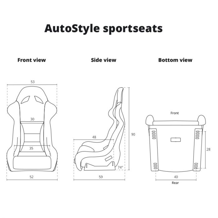 Sport seat 'BW' - Blue - Non-reclinable back-rest - incl. slides