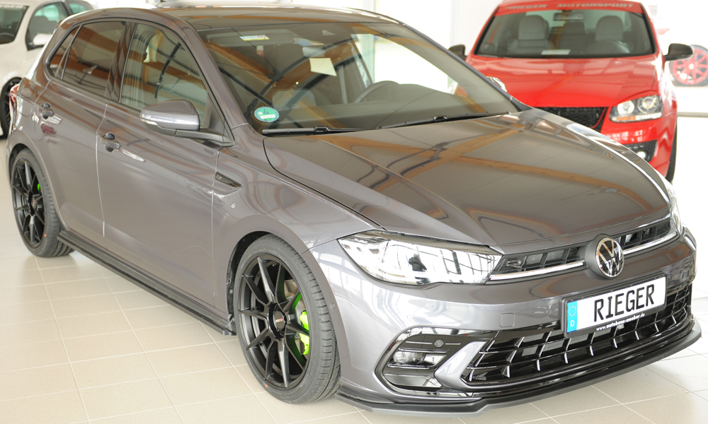 Zijskirts Volkwagen Polo GTI/R-Line 2G AW 2017-... Zwart Glans Rieger
