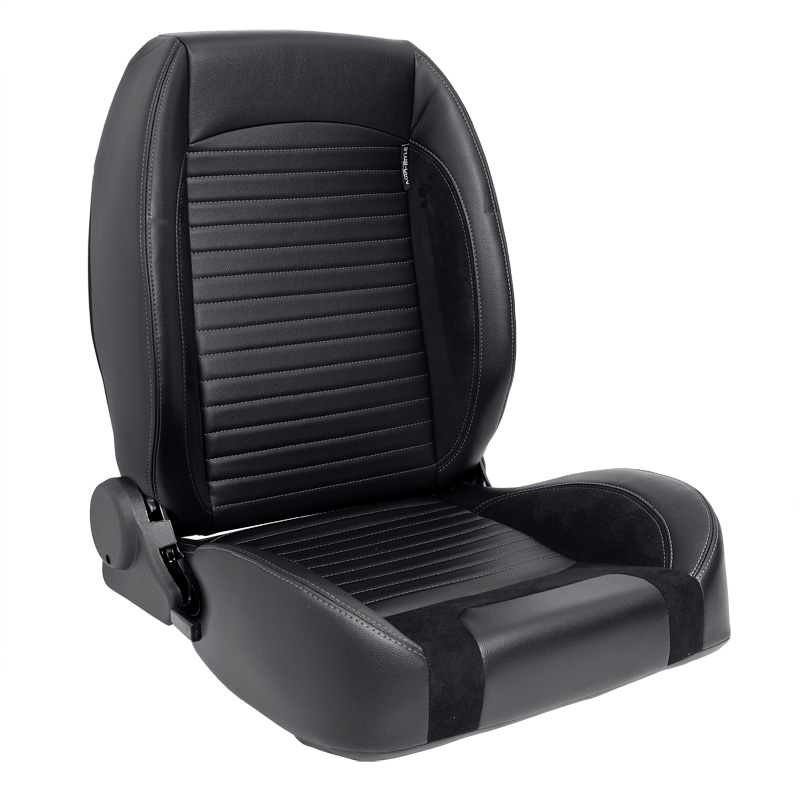 Sport seat 'Classic II ' - Black Synthetic Leather + Suede + Grey stitching - Right-side reclinable back-rest - incl. slides