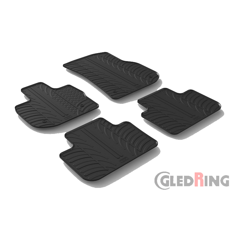 Rubber car mats set  BMW X3 (G01) 11/2017- & iX3 (G08) 2020- (T profile 4-pieces + mounting clips)