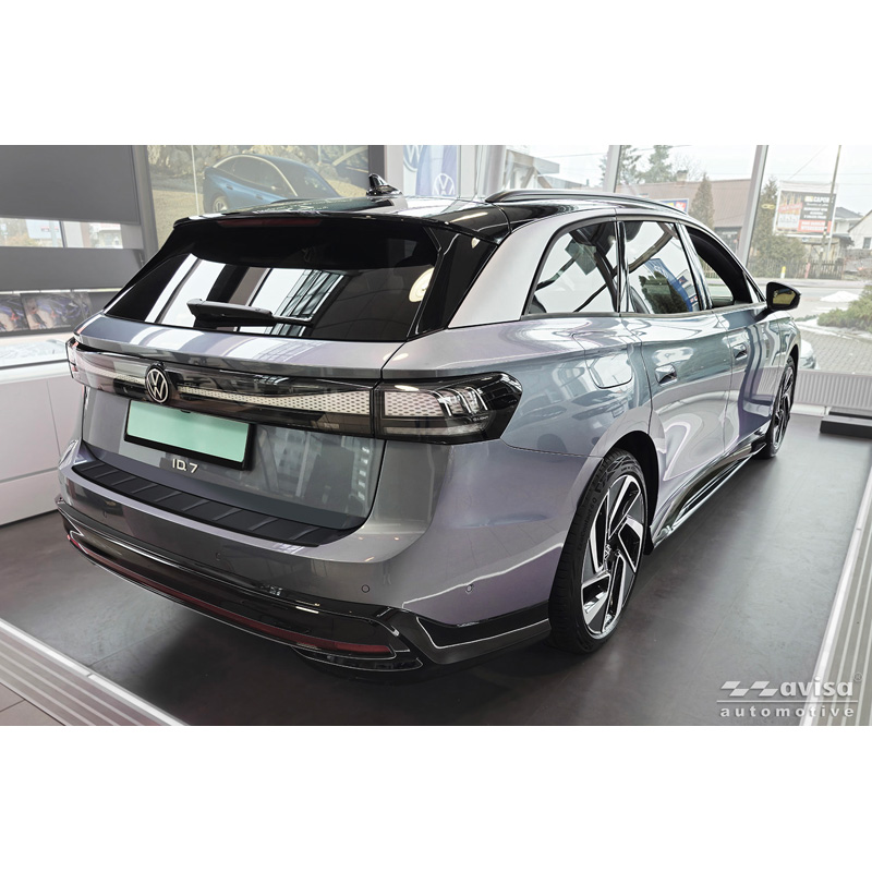 Matt Black Stainless Steel Rear bumper protector  Volkswagen ID.7 Tourer 2024- 'Ribs'