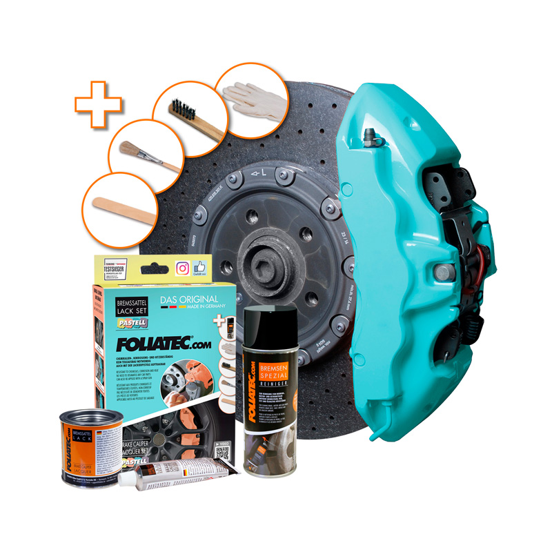 Foliatec Brake Caliper Lacquer Set - Pepper Mint (Pastel) - 3 Components