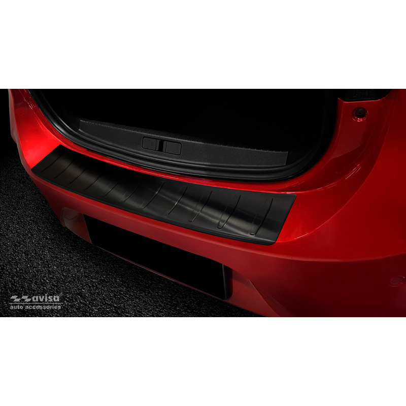 Black Stainless Steel Rear bumper protector  Opel Corsa F HB 5-doors GS-Line 2019- 'Ribs'