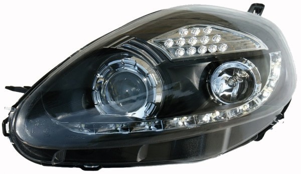 Koplampen Fiat Grande Punto 05-10 Zwart LED