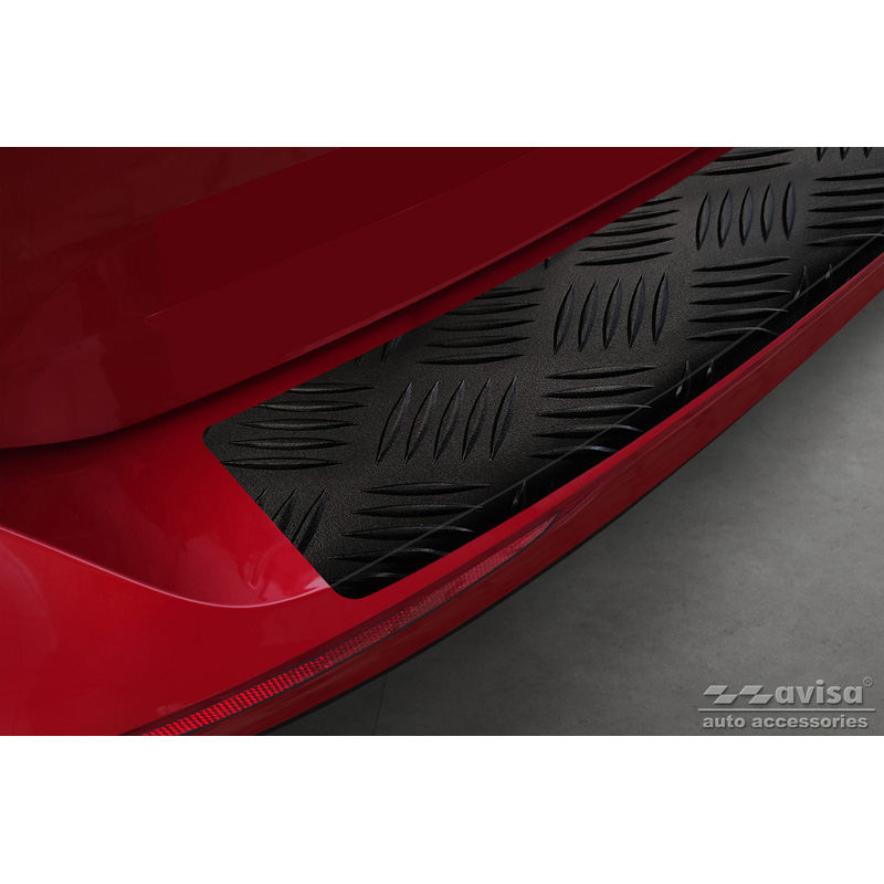 Matt Black Aluminum Rear bumper protector  Volvo V60 II 2018- incl. Cross Country & R-Design 'Riffled Plate'