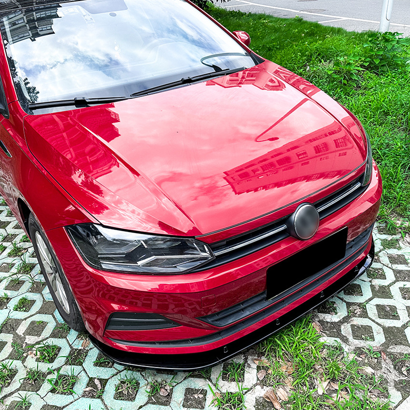 Front spoiler lip  Volkswagen Polo (AW) 2017- excl. R-Line/GTi (Glossy Black ABS)