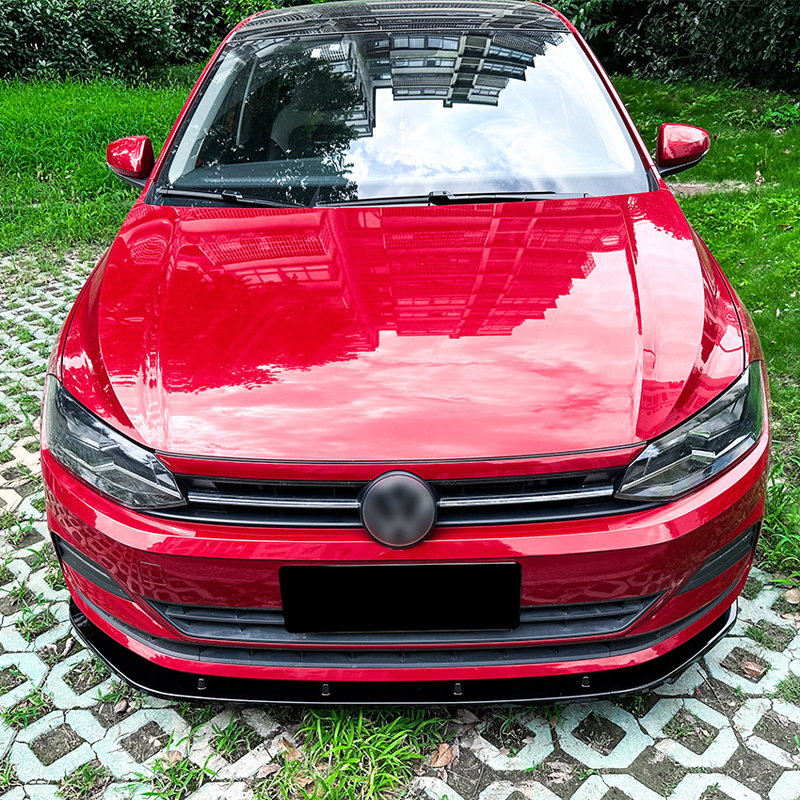 Front spoiler lip  Volkswagen Polo (AW) 2017- excl. R-Line/GTi (Glossy Black ABS)
