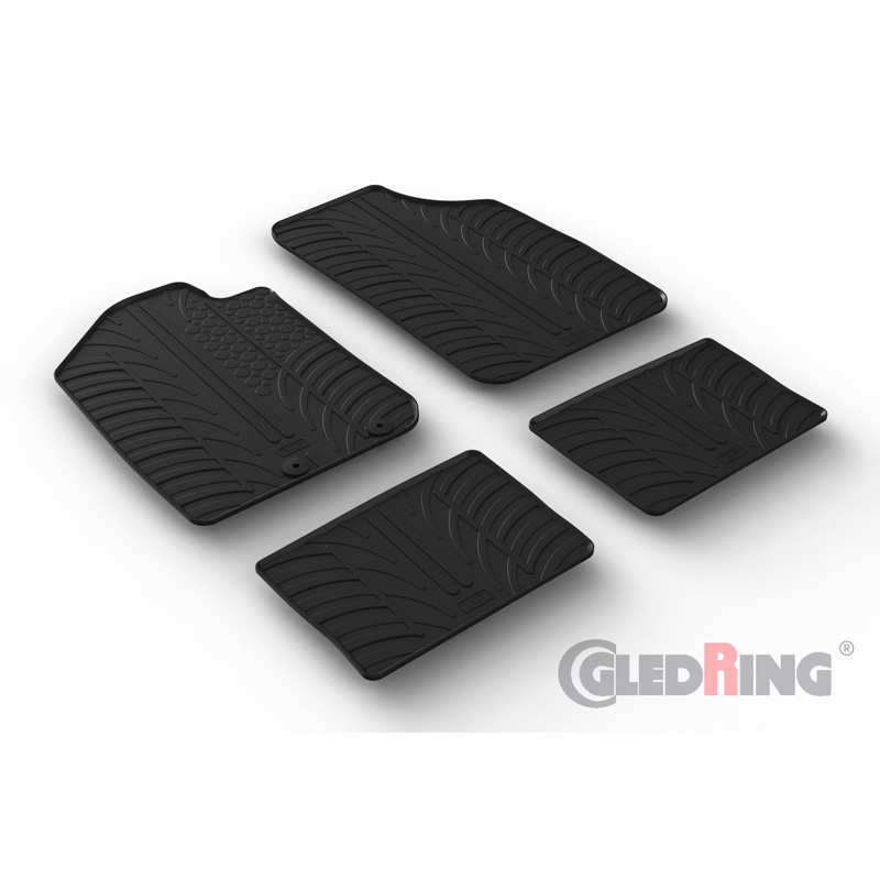 Rubber car mats set  Dacia Spring EV 2021- (T profile 4-pieces + mounting clips)