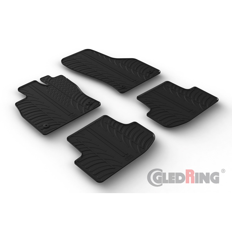 Rubber car mats set  Audi A3 (8Y) Sportback/Sedan 2020- excl. MHEV (T profile 4-pieces + mounting clips)