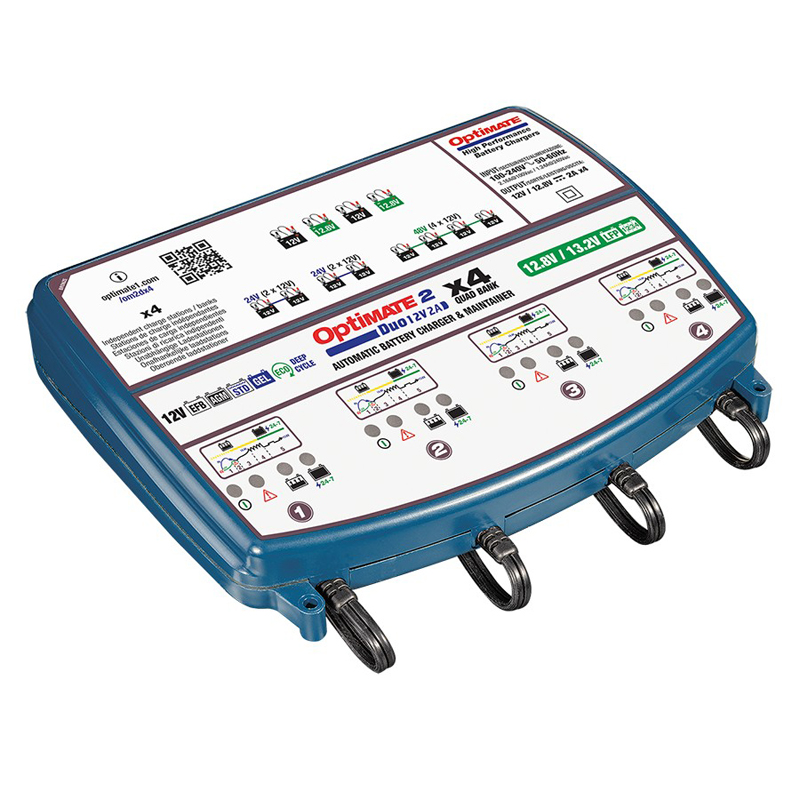 OptiMate 2 DUO x 4 BANK - 12V / 12,8V 2-Amp Acculader / tester / onderhouder