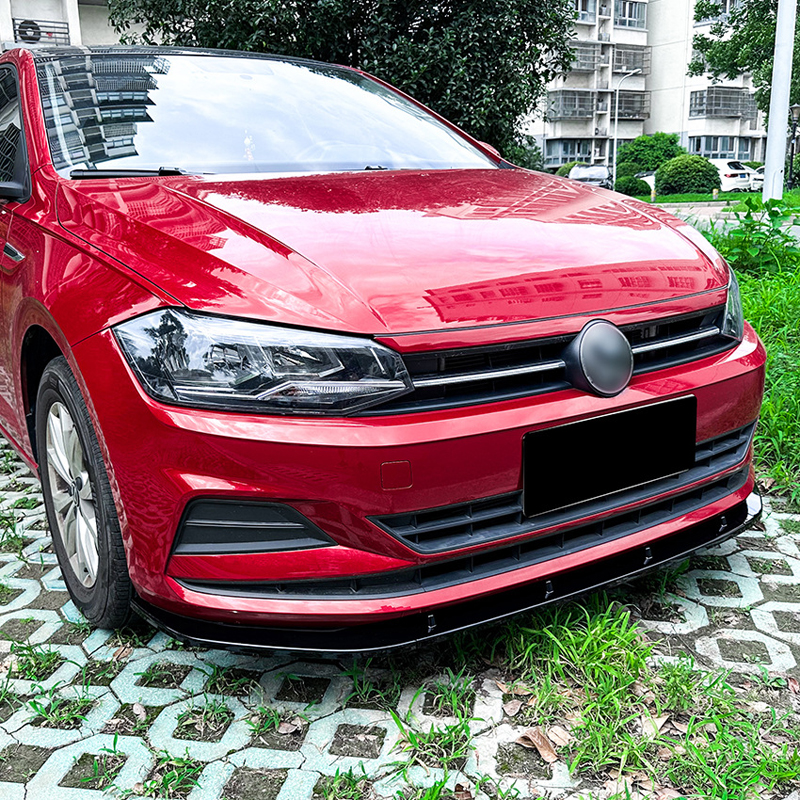 Front spoiler lip  Volkswagen Polo (AW) 2017- excl. R-Line/GTi (Glossy Black ABS)