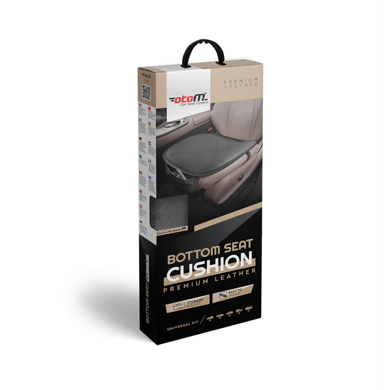 Universal Seat Cushion 'Bottom' Black Leather - single piece