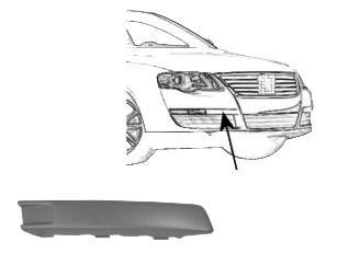 voorbumperlijst, in primer, links VW Passat, 2005-2010