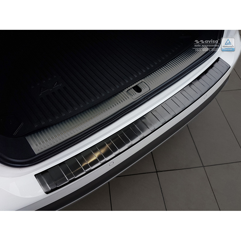Black Stainless Steel Rear bumper protector  Audi A4 B9 Allroad 2016-2019 & FL 2019- 'Ribs'