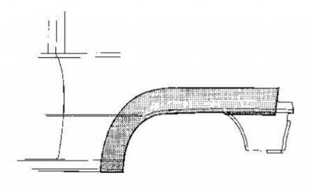 spatbordrand, 3 drs Stationcar, rechts Opel Kadett E, 1984-1991