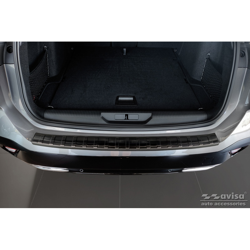Black Stainless Steel Rear bumper protector  Peugeot 308 II SW 2013-2017 & Facelift 2017-2021 'Ribs'