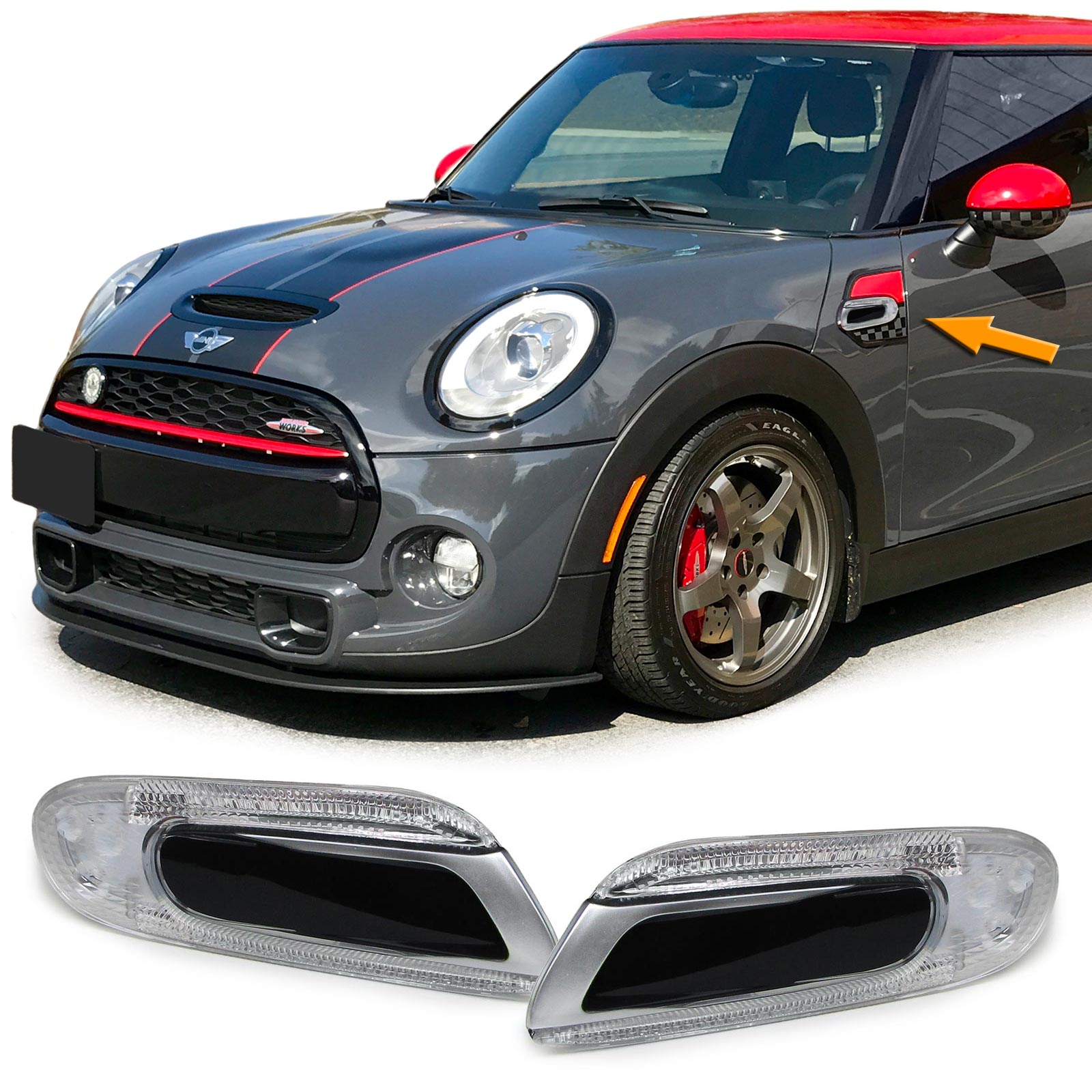 Knipperlichten Mini One/Cooper F55, F56, F57 LED Zwart Chroom